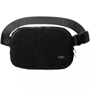 Lolé Black Sherpa Fleece Belt Bag